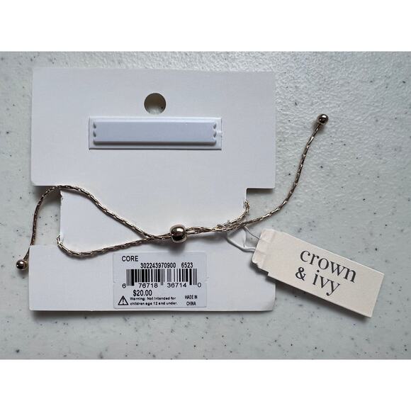 Crown & Ivy Initial 'J' Slider Bracelet Gold Tone NEW! - Picture 4 of 5